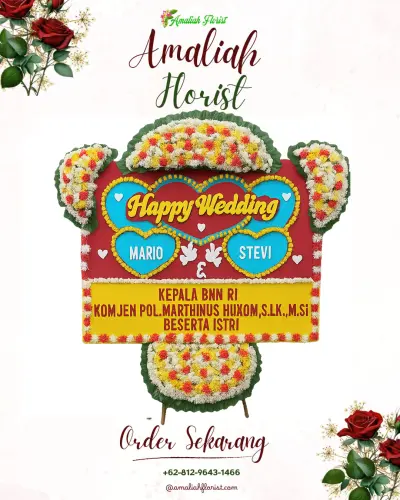 Karangan Papan Bunga Pernikahan di Lanjan